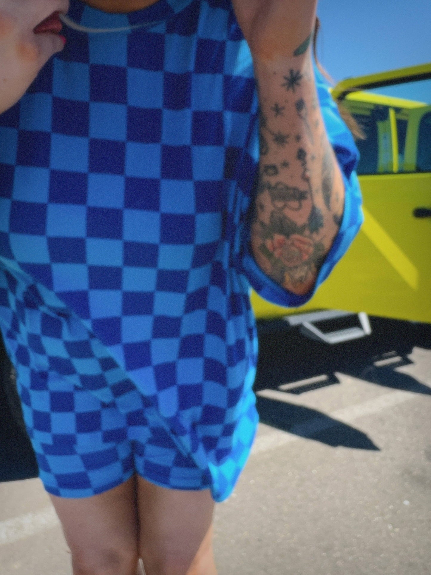 Check Yourself Blue Biker Short Set