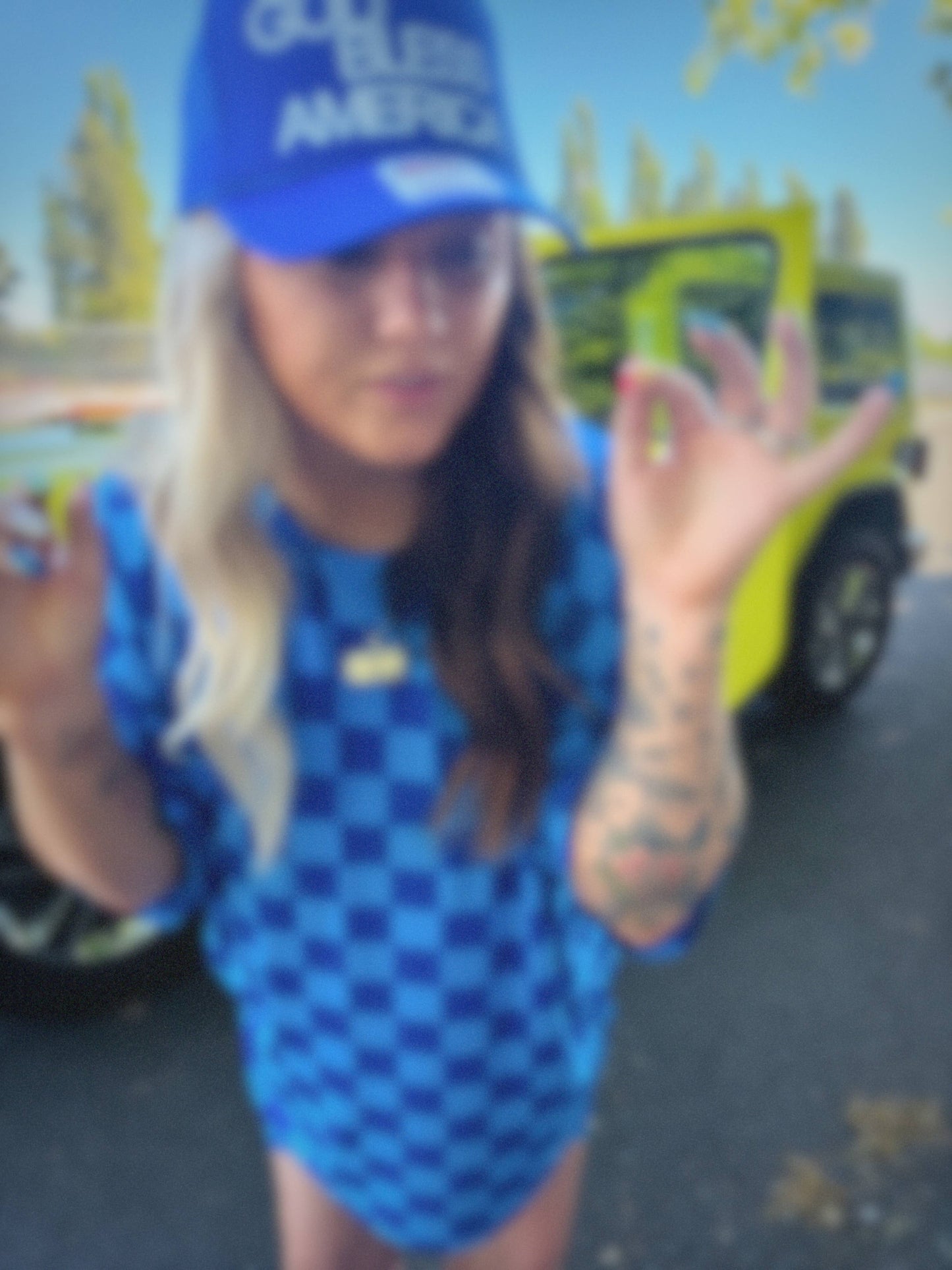 Check Yourself Blue Biker Short Set
