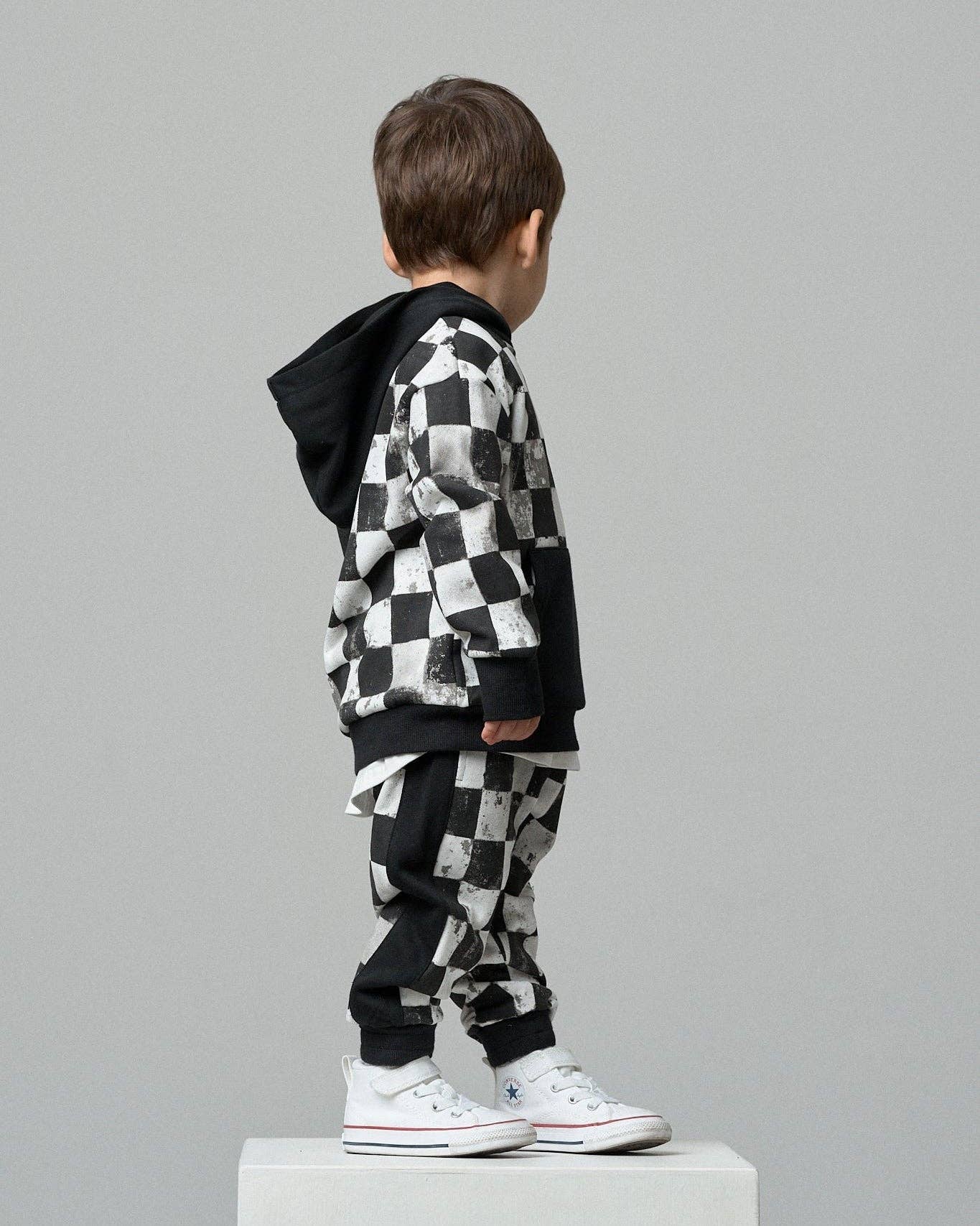 Checkered Hoodie - Black