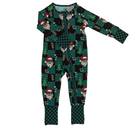 Let's Race Santa Zip Up Pajamas