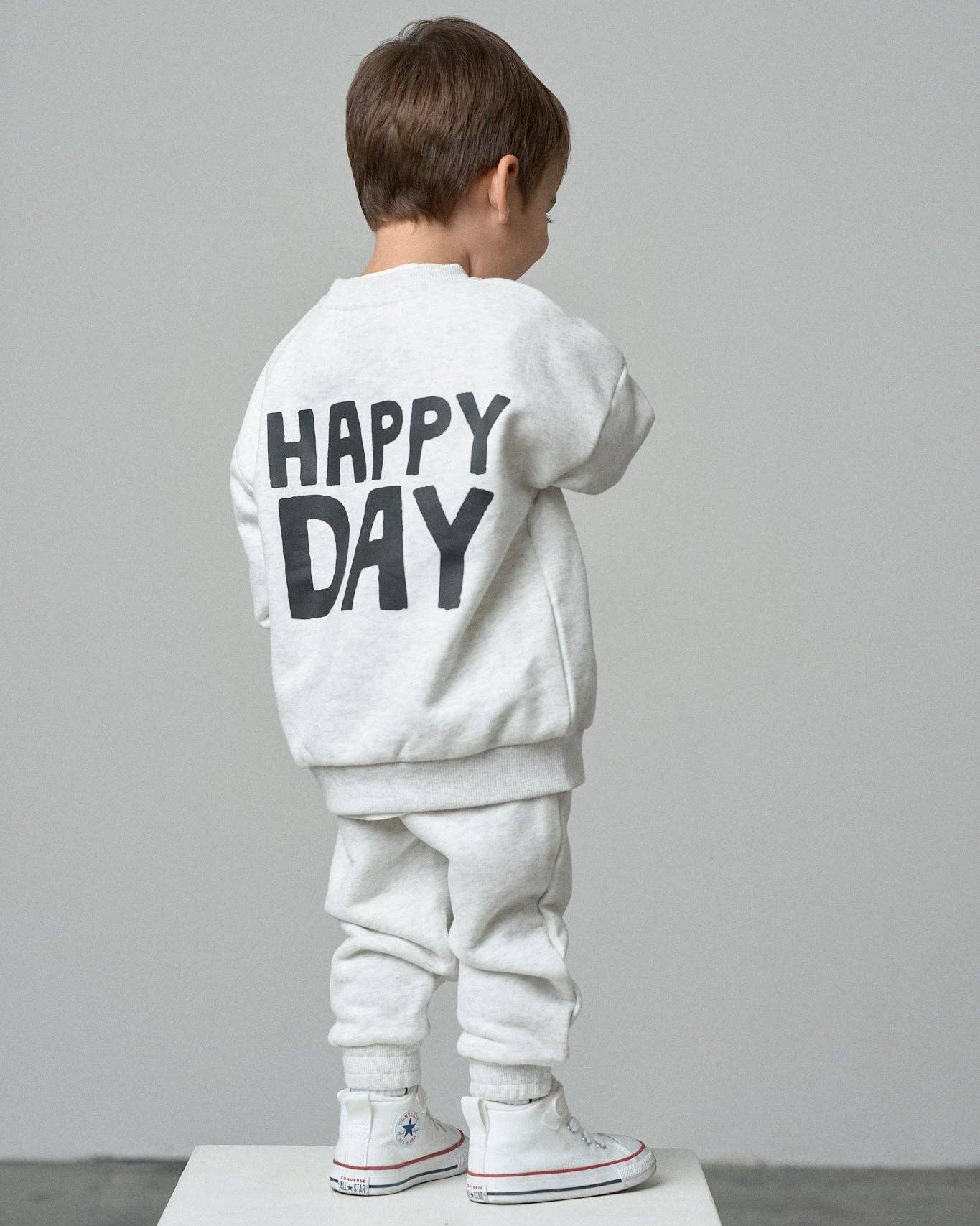 Happy Day Elevated Crewneck - Light Heather Grey