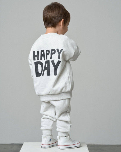 Happy Day Elevated Crewneck - Light Heather Grey