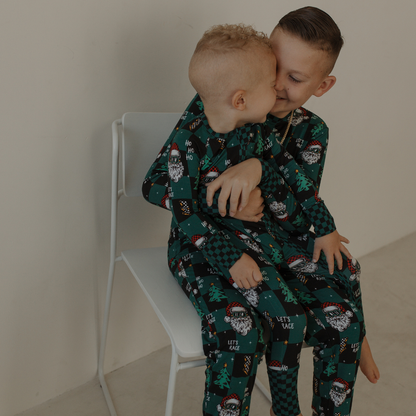 Let's Race Santa Zip Up Pajamas
