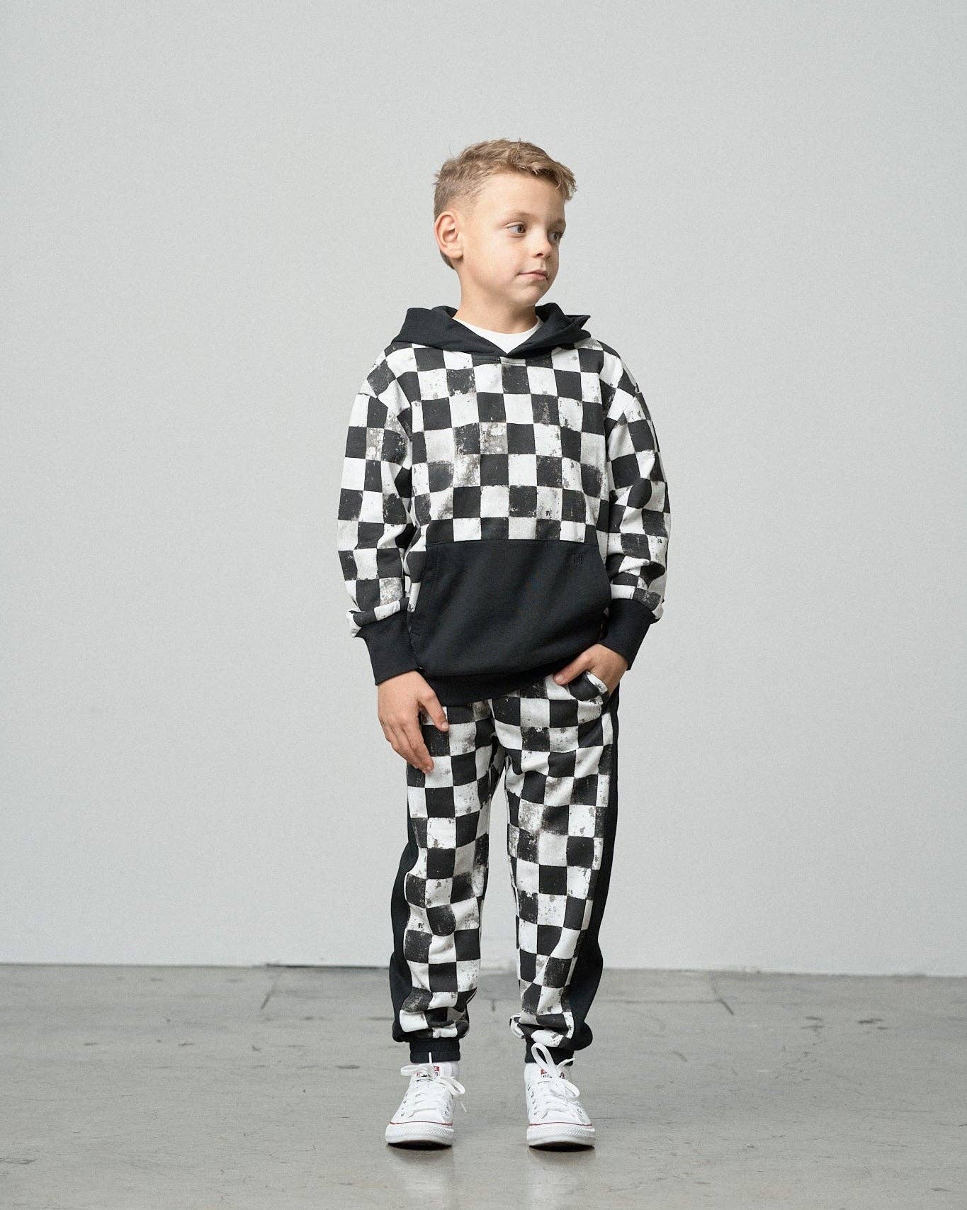 Checkered Hoodie - Black