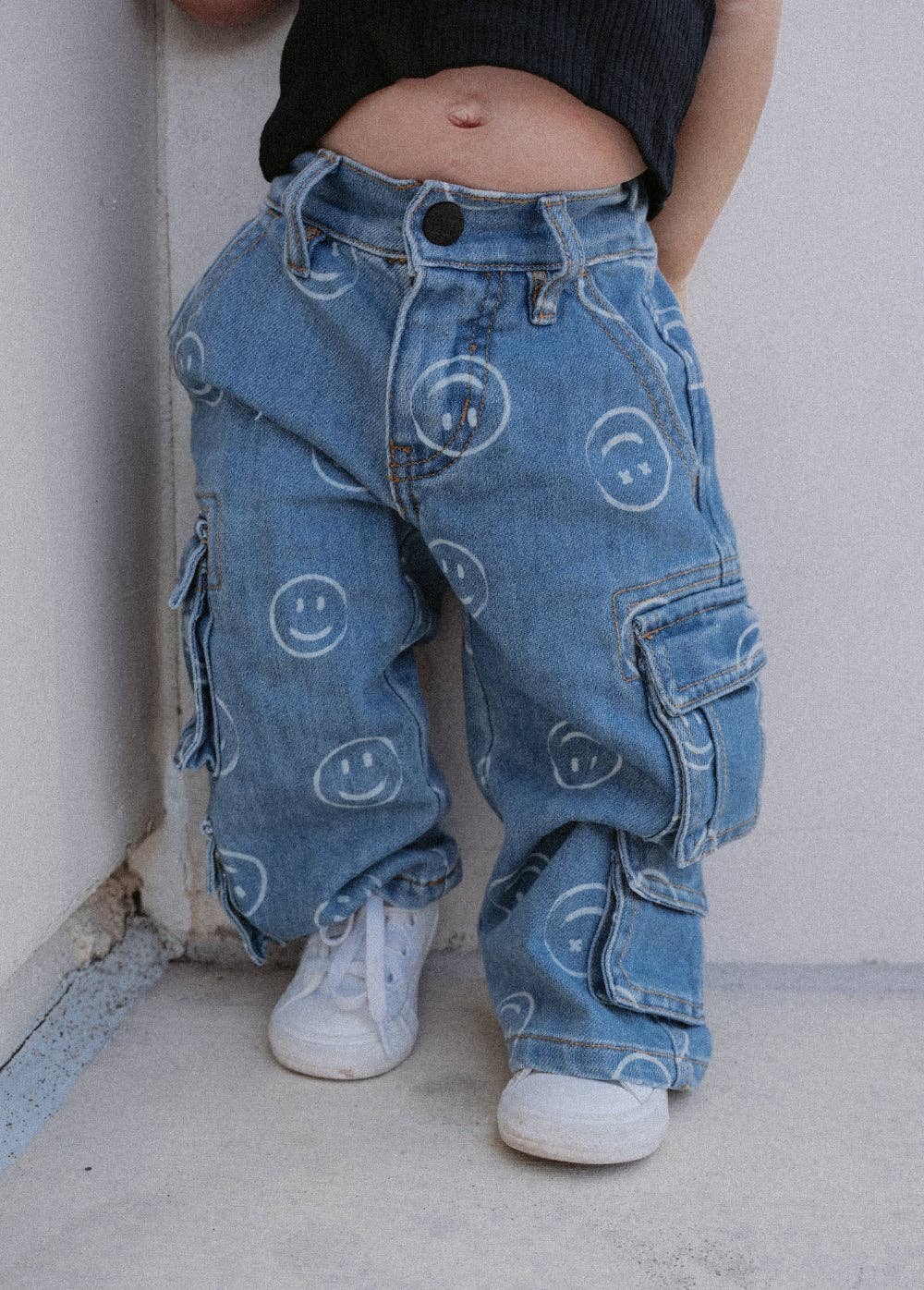 Smiley Face Baggy Jeans Blue