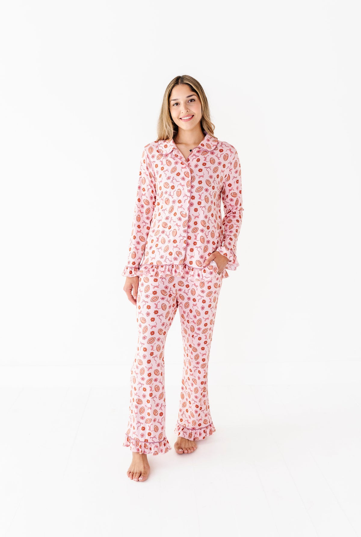 Friday Night Florals Ruffle Adult Button Up Set (EST SHIP TIME 1-2 WEEKS)