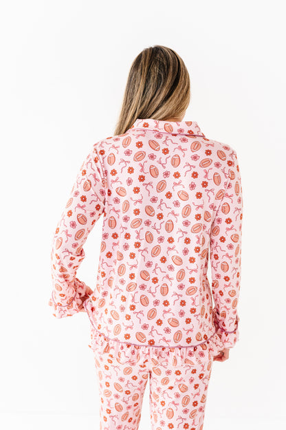 Friday Night Florals Ruffle Adult Button Up Set (EST SHIP TIME 1-2 WEEKS)