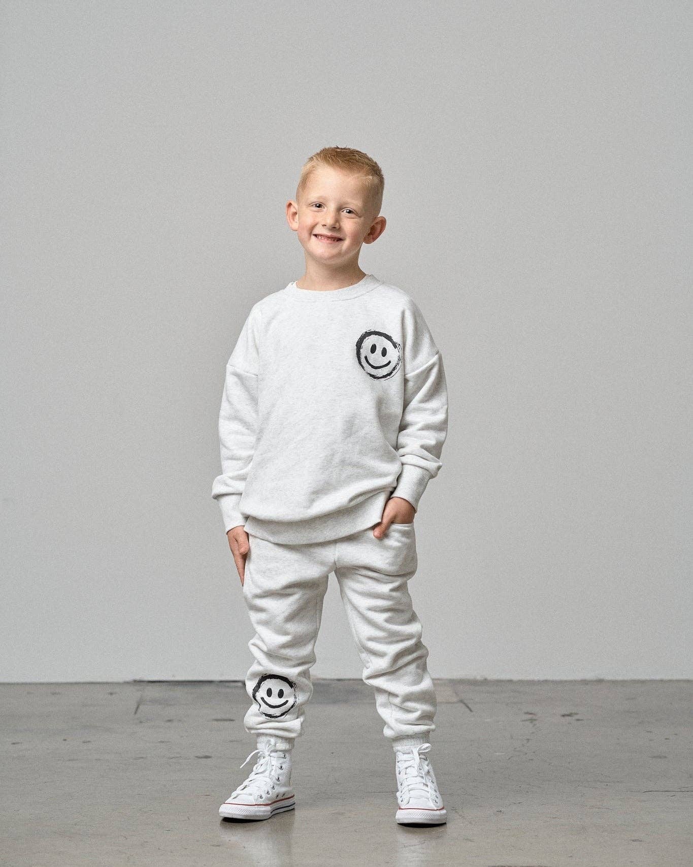 Happy Day Elevated Crewneck - Light Heather Grey