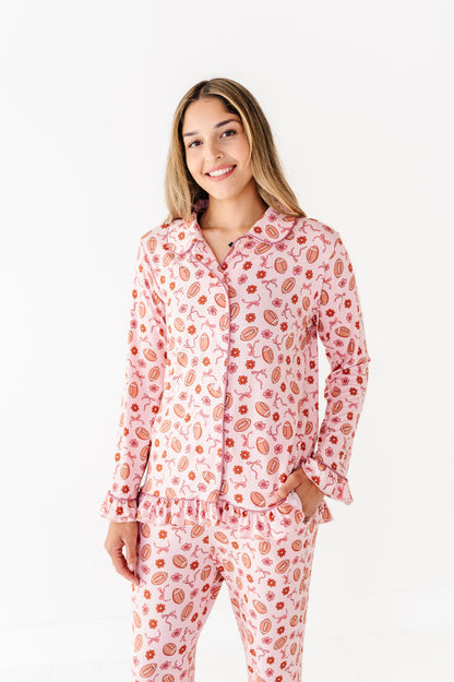 Friday Night Florals Ruffle Adult Button Up Set (EST SHIP TIME 1-2 WEEKS)