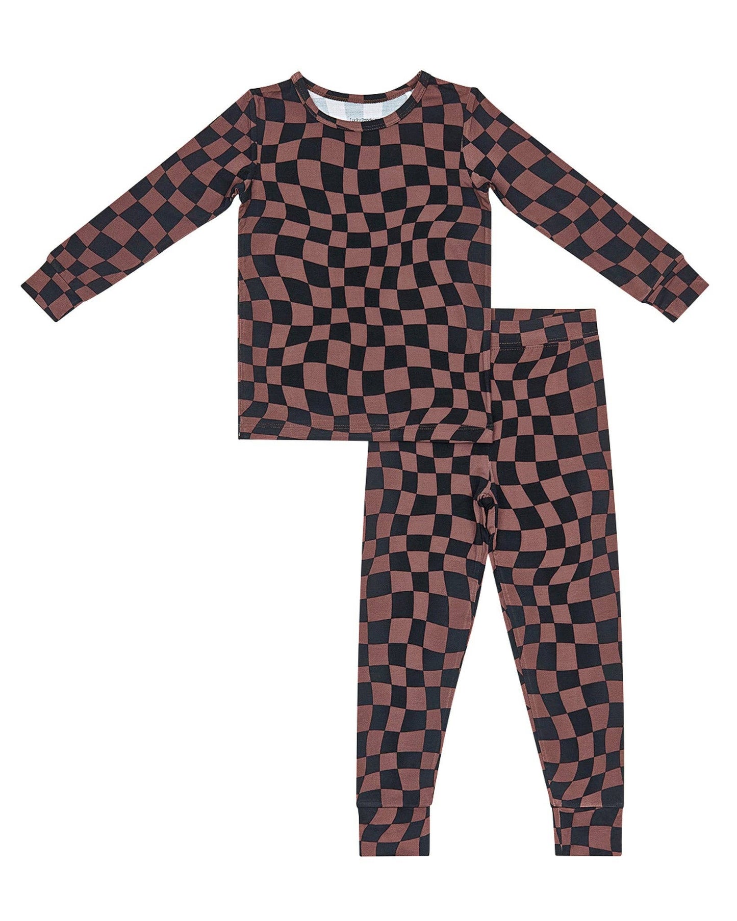 Bamboo Two Piece Set | Chocolate Wavy Checkered