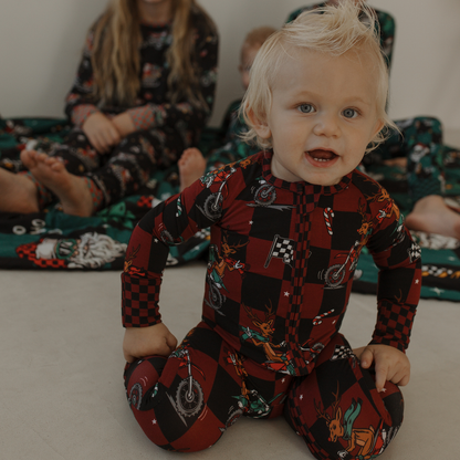 Rudolph The Red Nose Racer Zip Up Pajamas