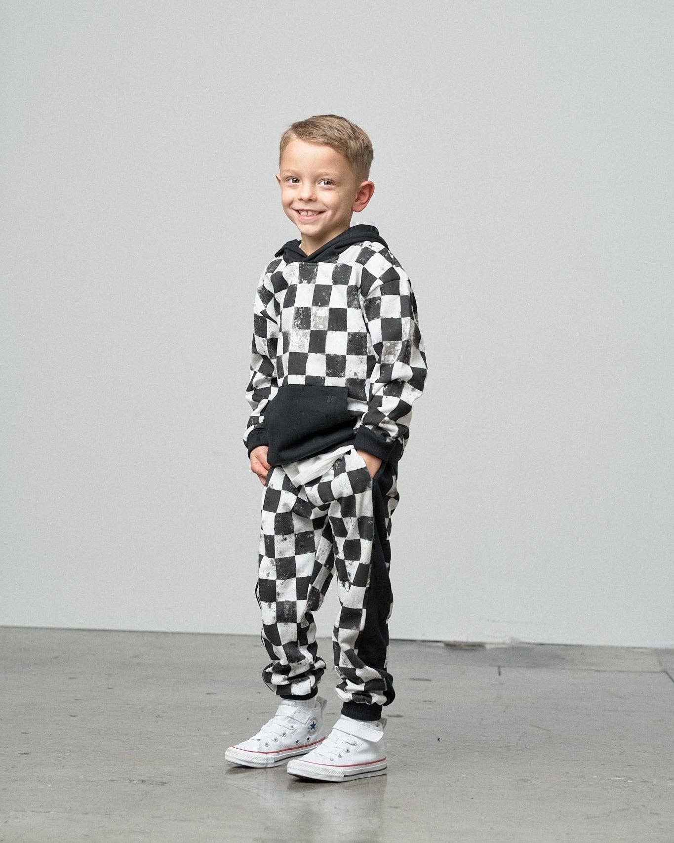 Checkered Hoodie - Black