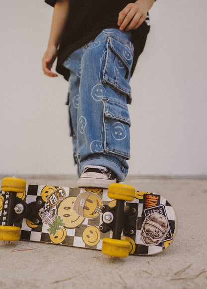 Smiley Face Baggy Jeans Blue