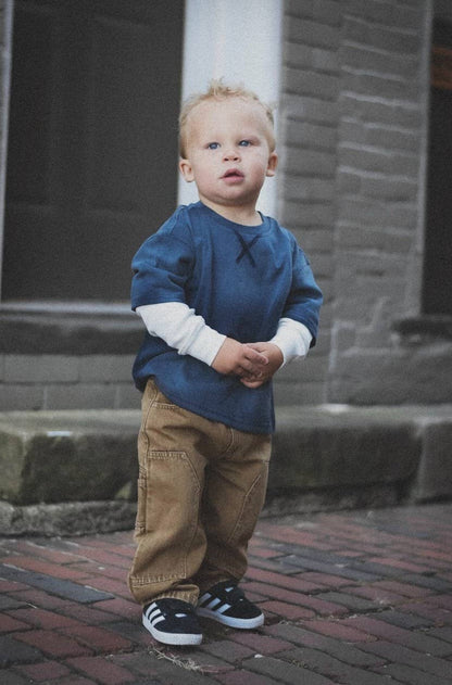 Toddler Waffle Layered Tee in Navy