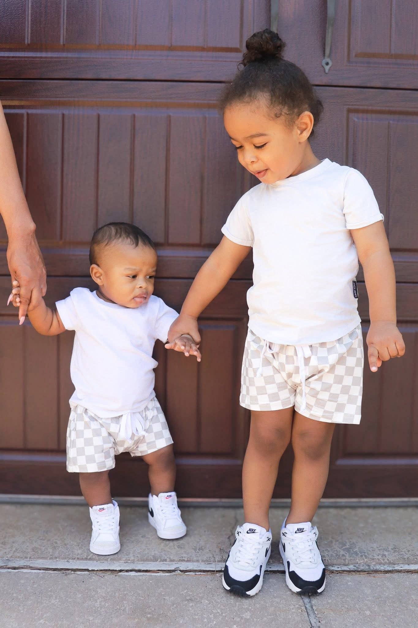 Taupe | Harem Checkered Shorts