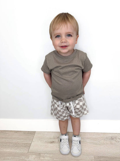 Taupe | Harem Checkered Shorts